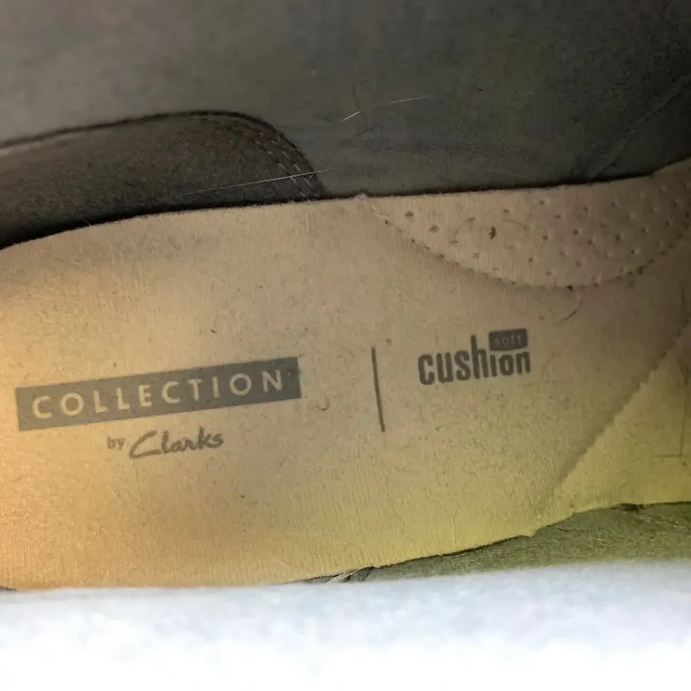 Collections By Clarks Wedge Ankle Booties Womens Size 9 Gray Suede Lace Up